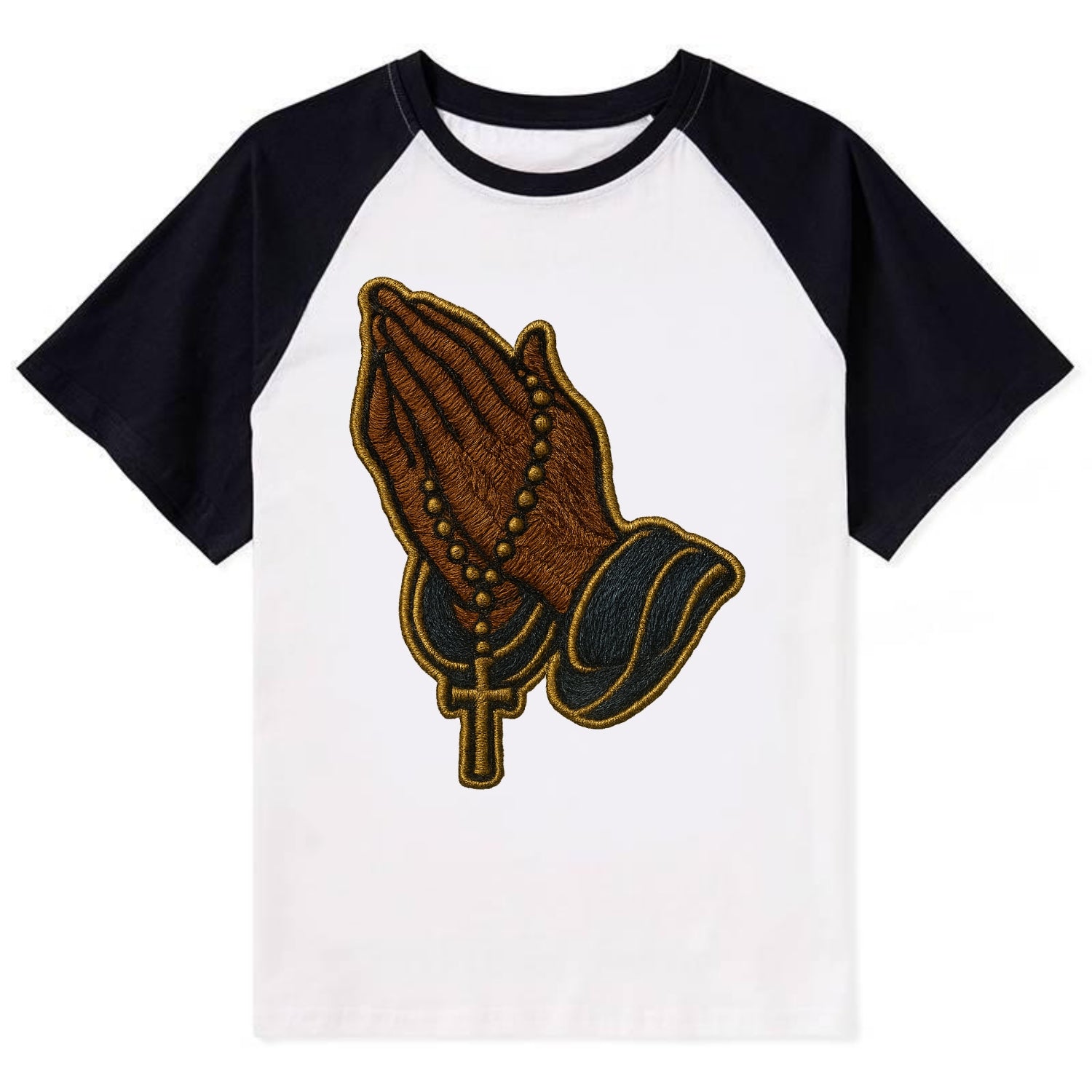 Praying Hands  - Contrast Raglan T-shirt - Black