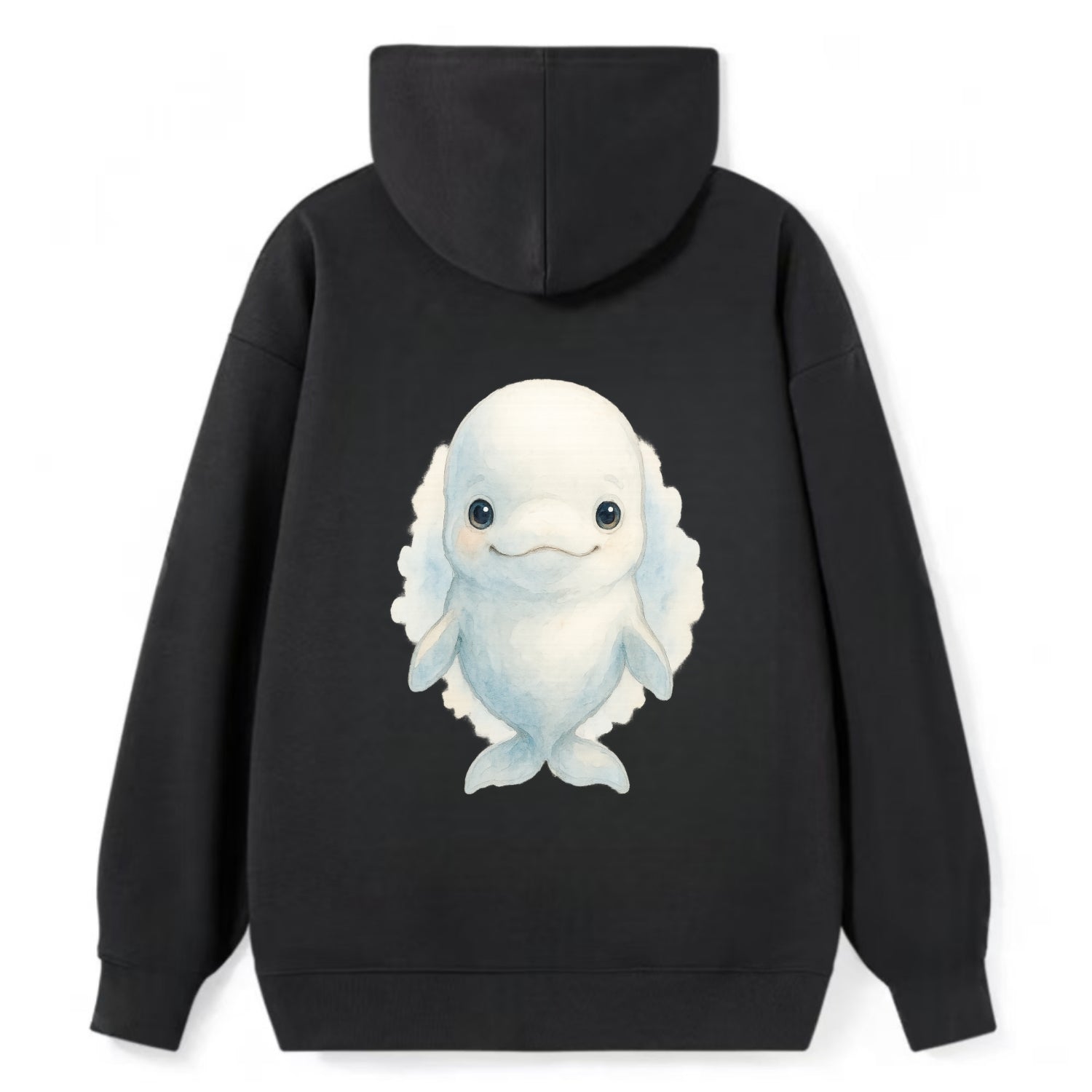 Baby Beluga Whale - pure white, rounded forehead, small eyes with big - Classic Pullover Hoodie - Black