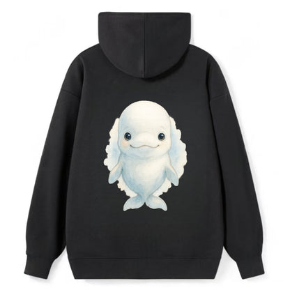 Baby Beluga Whale - pure white, rounded forehead, small eyes with big - Classic Pullover Hoodie - Black