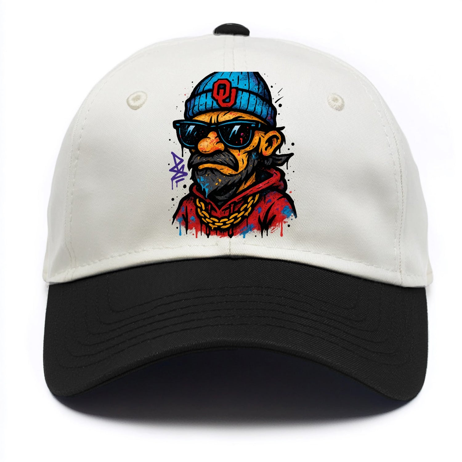 Norman Sooner wearing Oklahoma beanie with OU patch - Two Tone Cap - Black