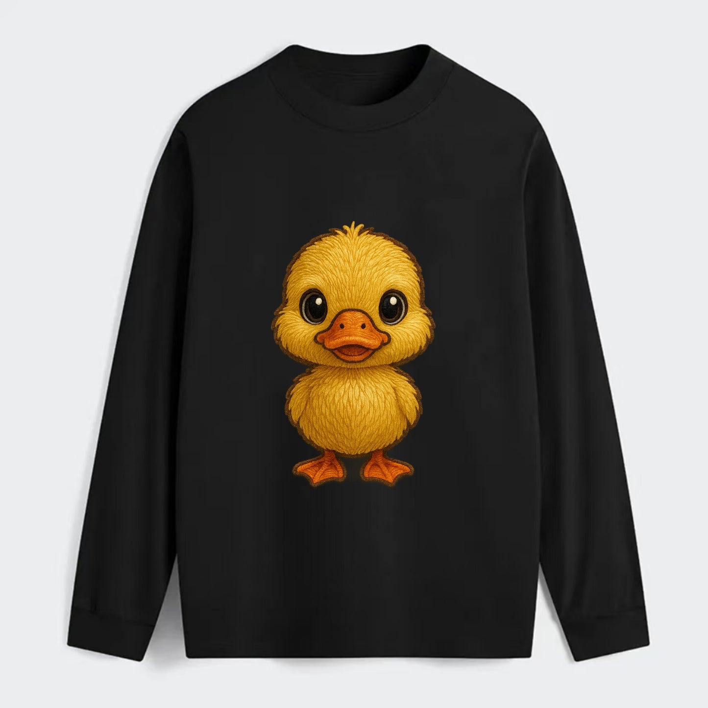 Baby Duck Duckling - yellow fluffy, orange beak, bright eyes, - Classic Long Sleeve Shirt - Black