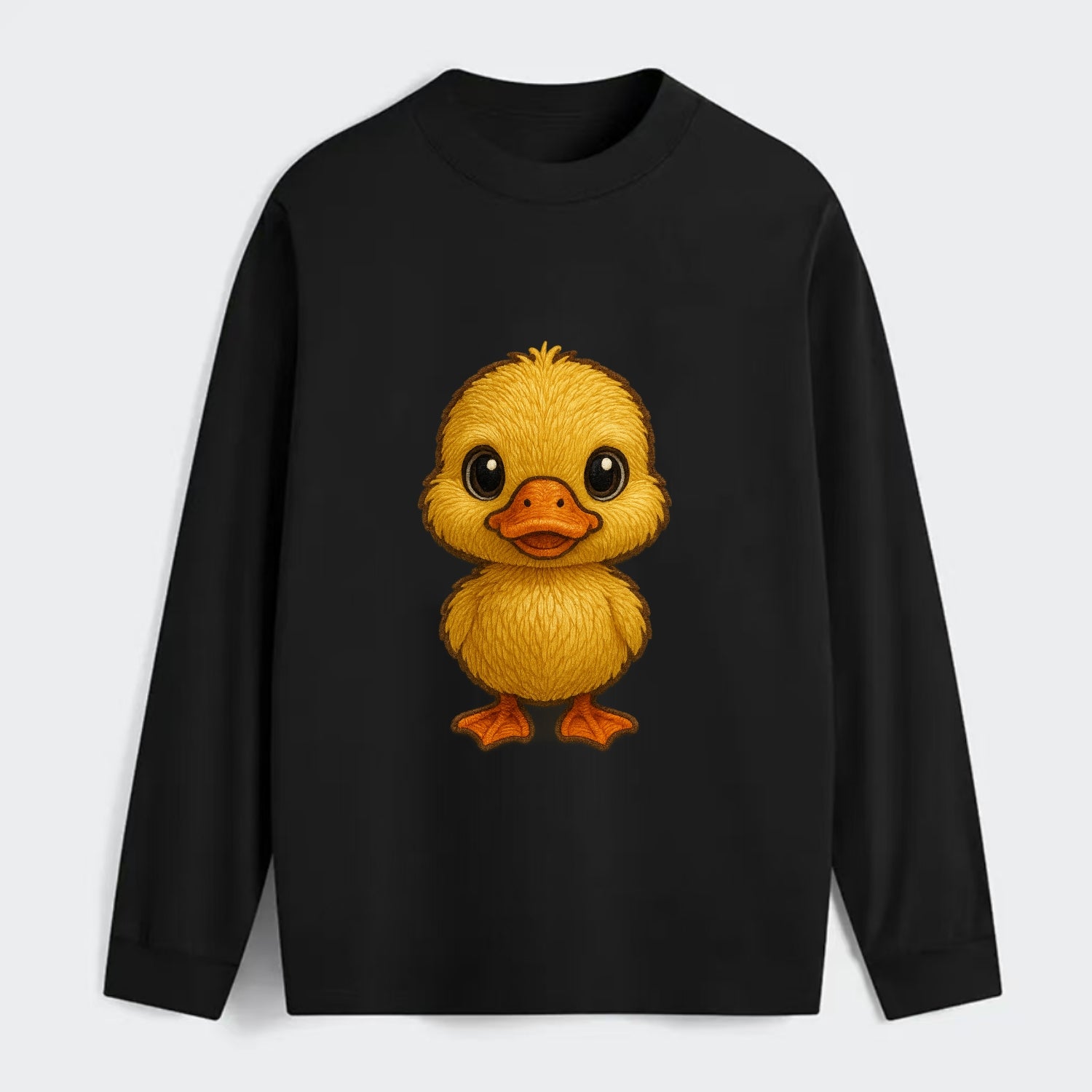Baby Duck Duckling - yellow fluffy, orange beak, bright eyes, - Classic Long Sleeve Shirt - Black