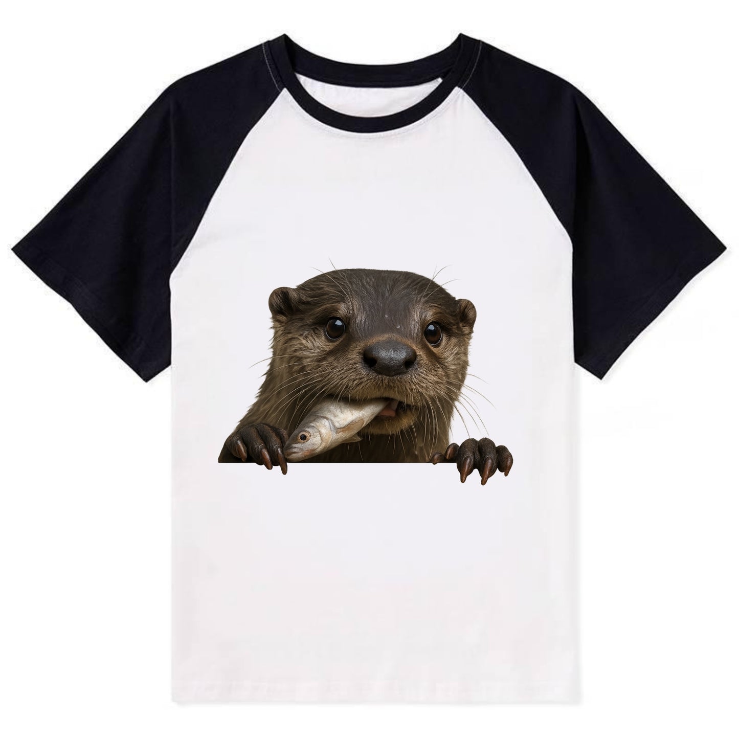 River Otter  - Contrast Raglan T-shirt - Black