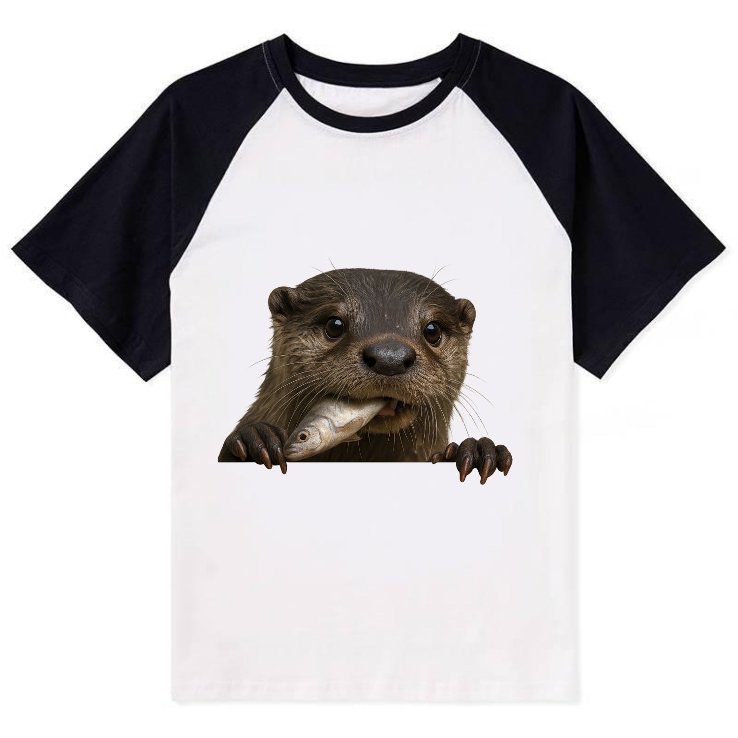 River Otter  - Contrast Raglan T-shirt - Black