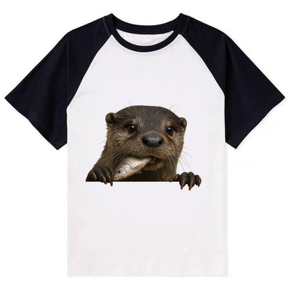 River Otter  - Contrast Raglan T-shirt - Black