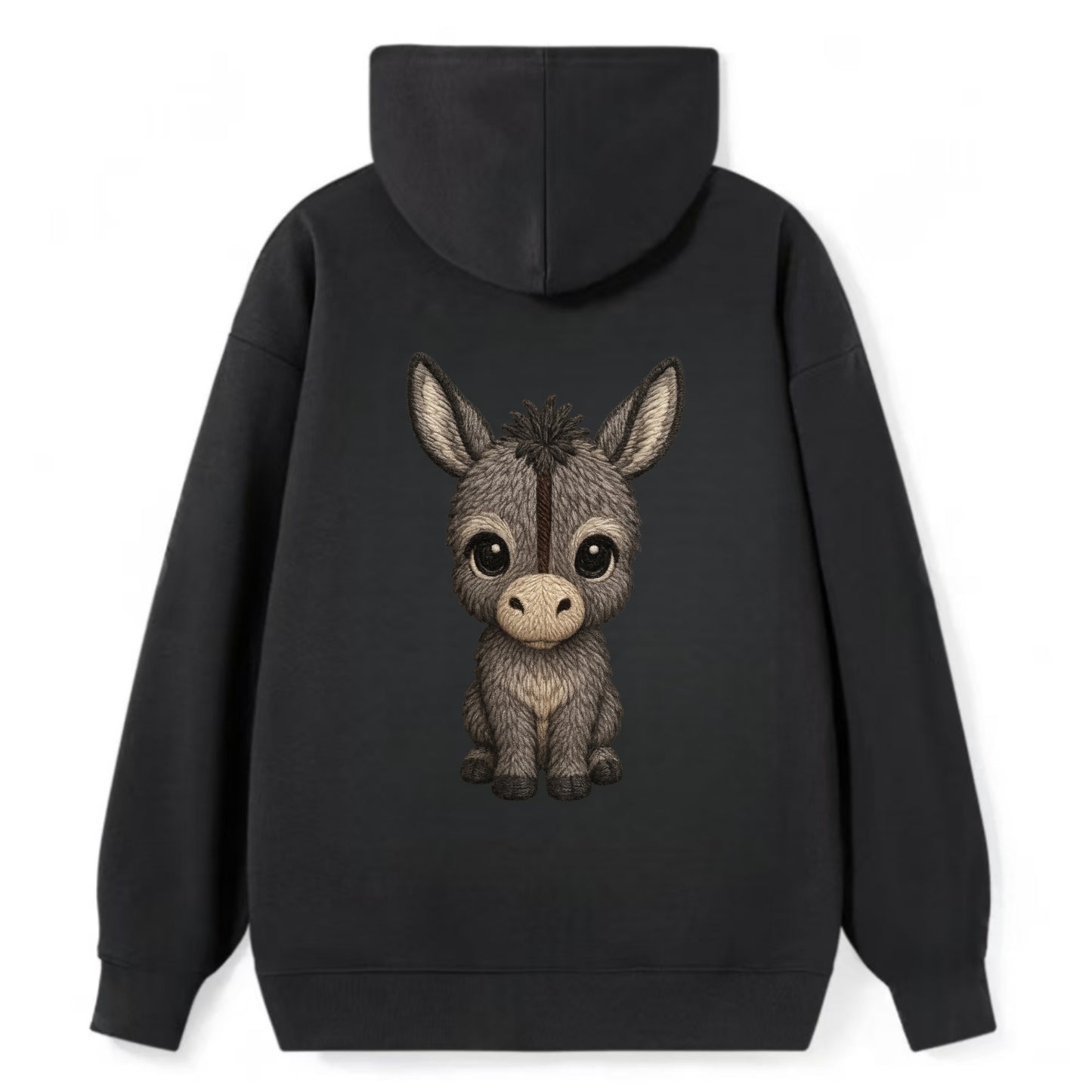 Baby Donkey Foal - gray fluffy, long ears, dark stripe, gentle eyes, - Classic Pullover Hoodie - Black