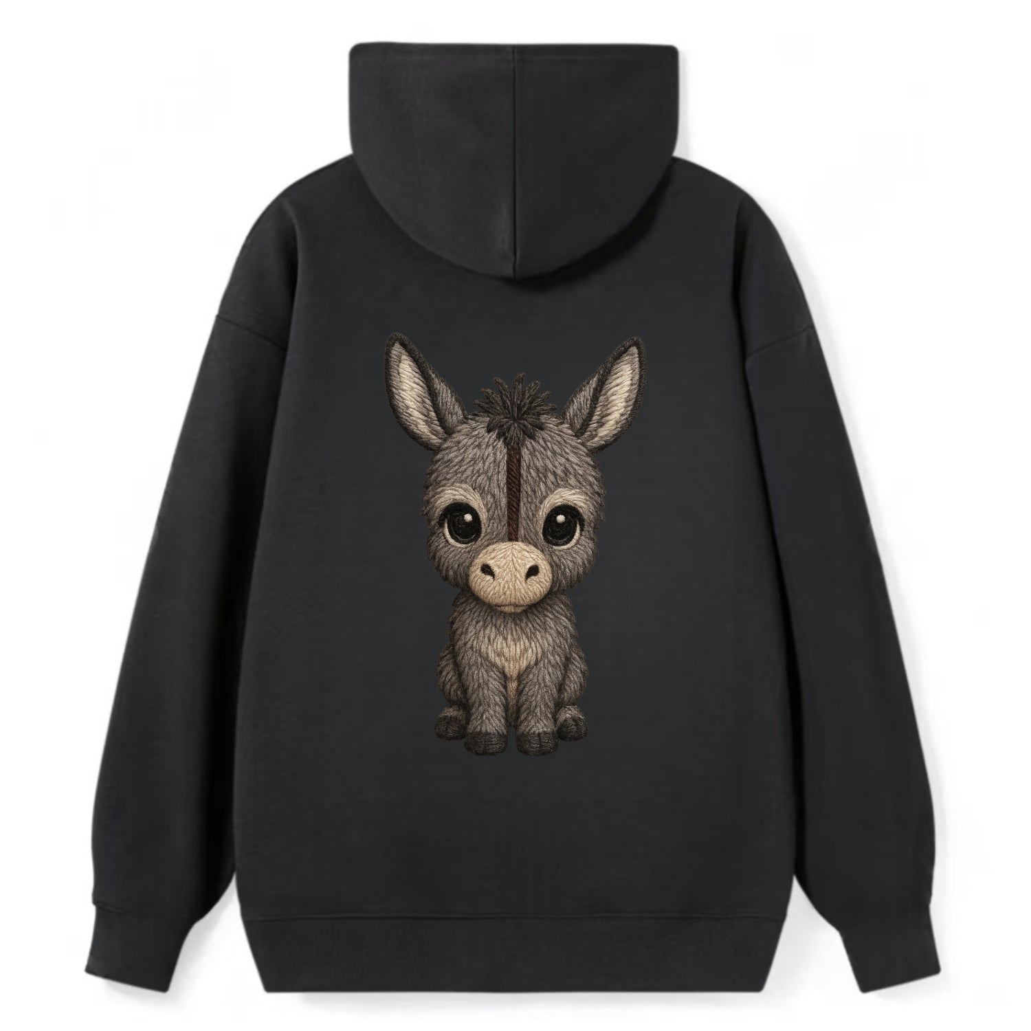 Baby Donkey Foal - gray fluffy, long ears, dark stripe, gentle eyes, - Classic Pullover Hoodie - Black