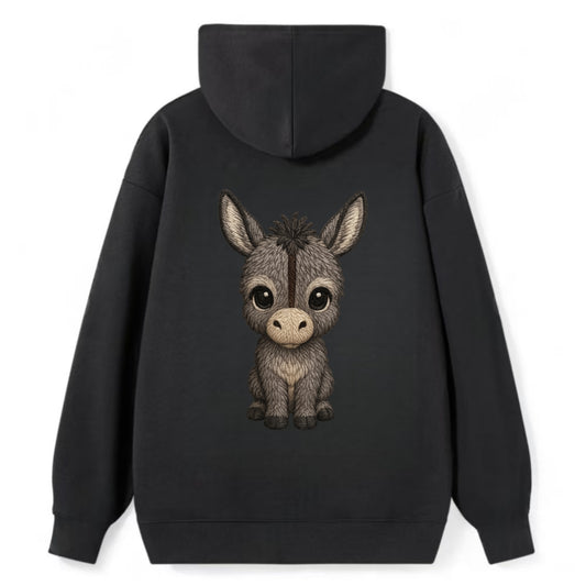 Baby Donkey Foal - gray fluffy, long ears, dark stripe, gentle eyes, - Classic Pullover Hoodie - Black