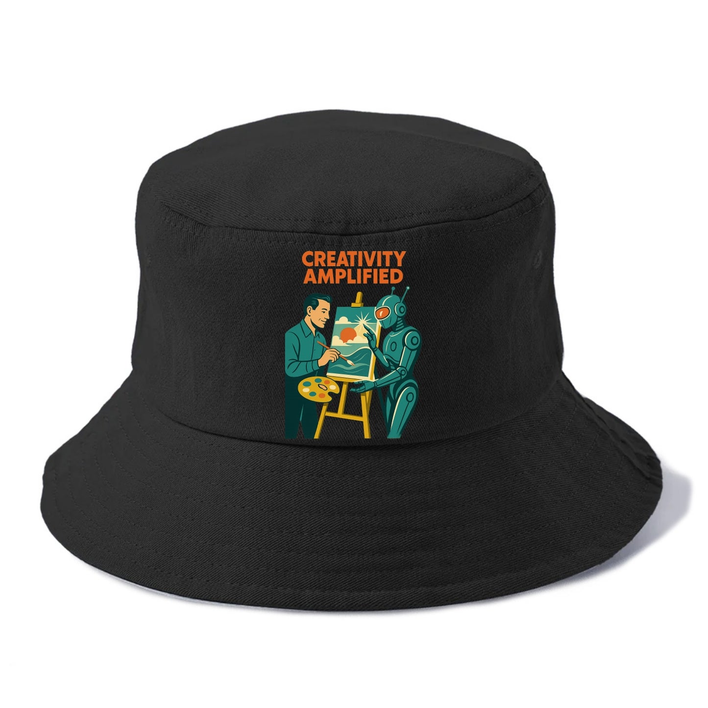Artist and AI creating beautiful masterpiece together - "Creativity Amplified" - - Bucket Hat - Black
