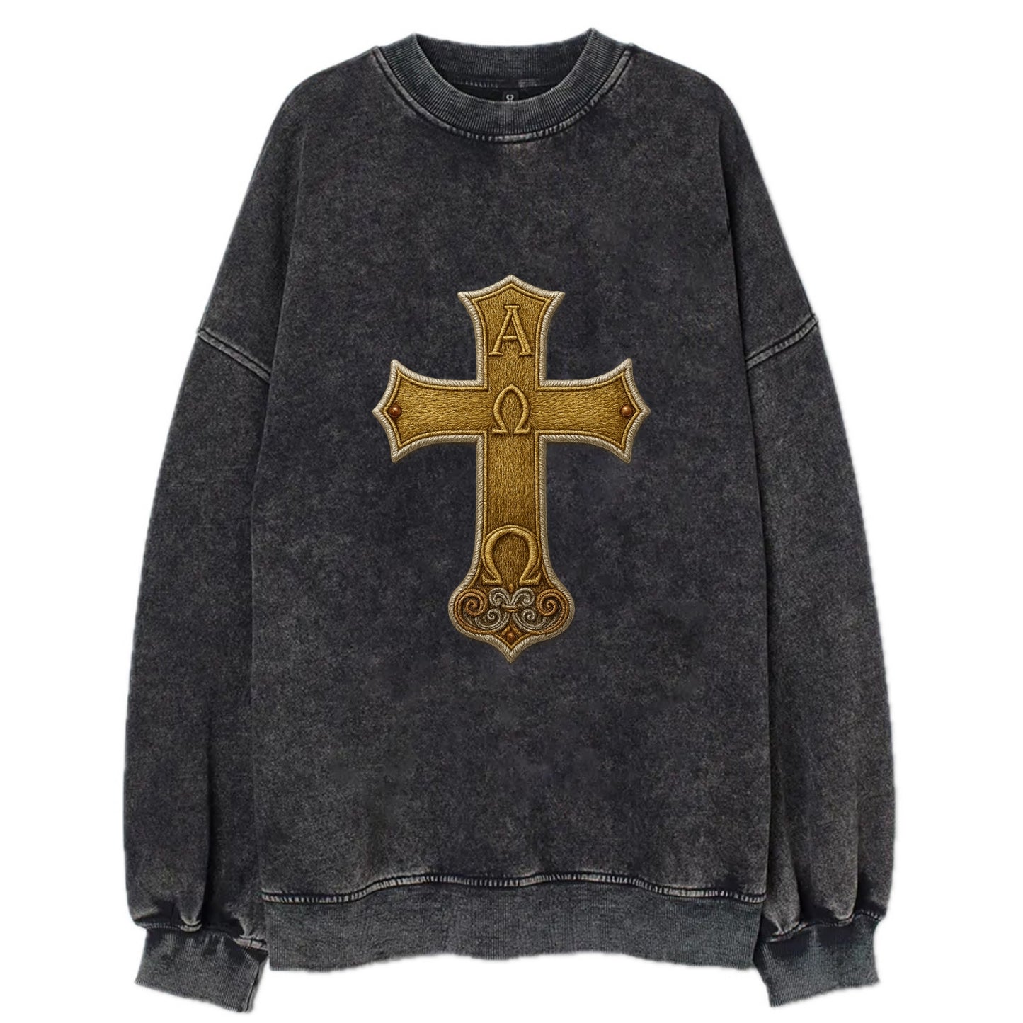 Alpha Omega Cross  - Vintage Sweatshirt - Black