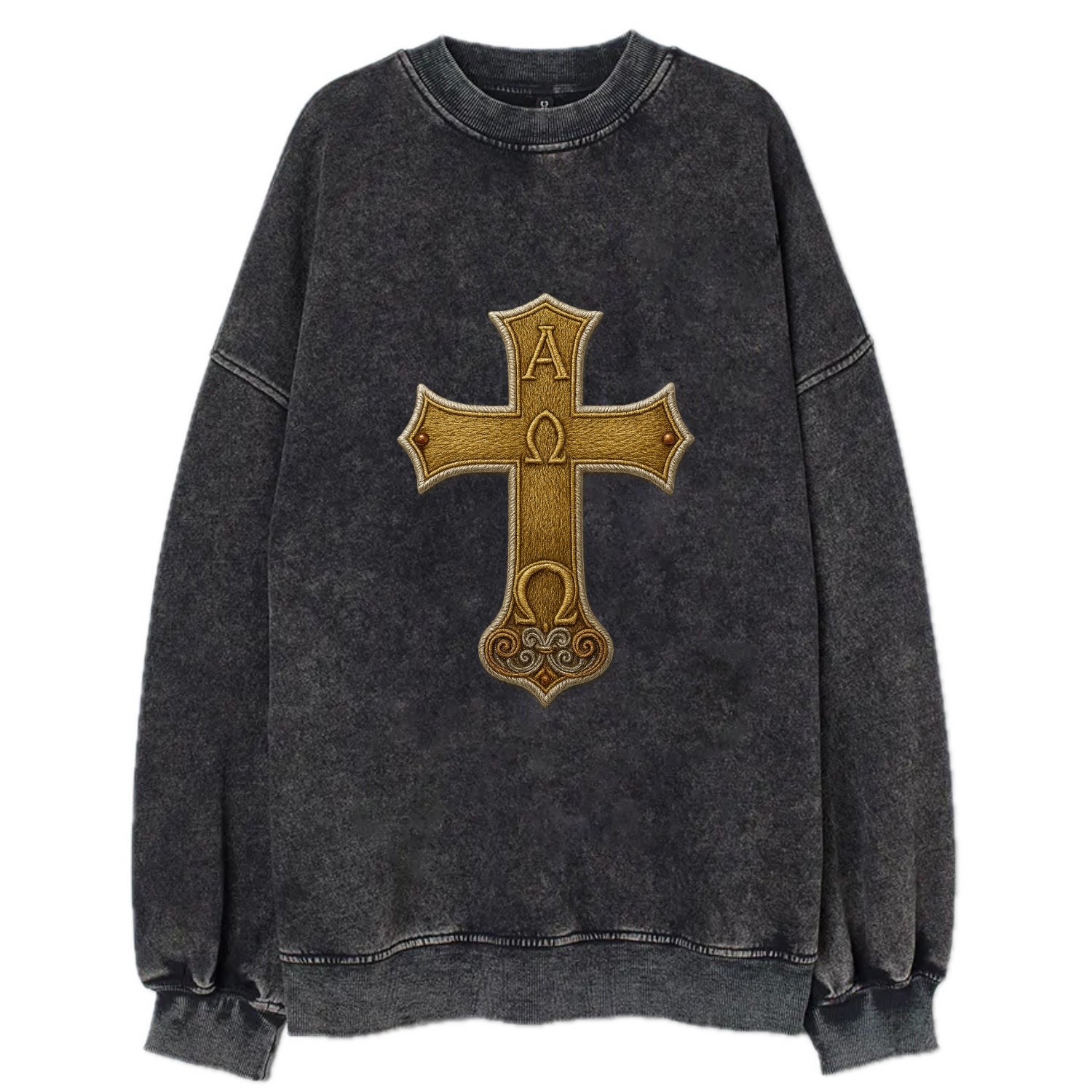 Alpha Omega Cross  - Vintage Sweatshirt - Black