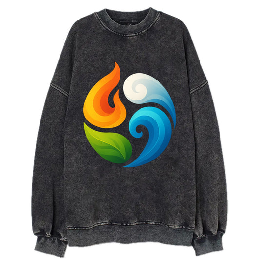 Four Elements Dance - Fire orange, water - Vintage Sweatshirt - Black