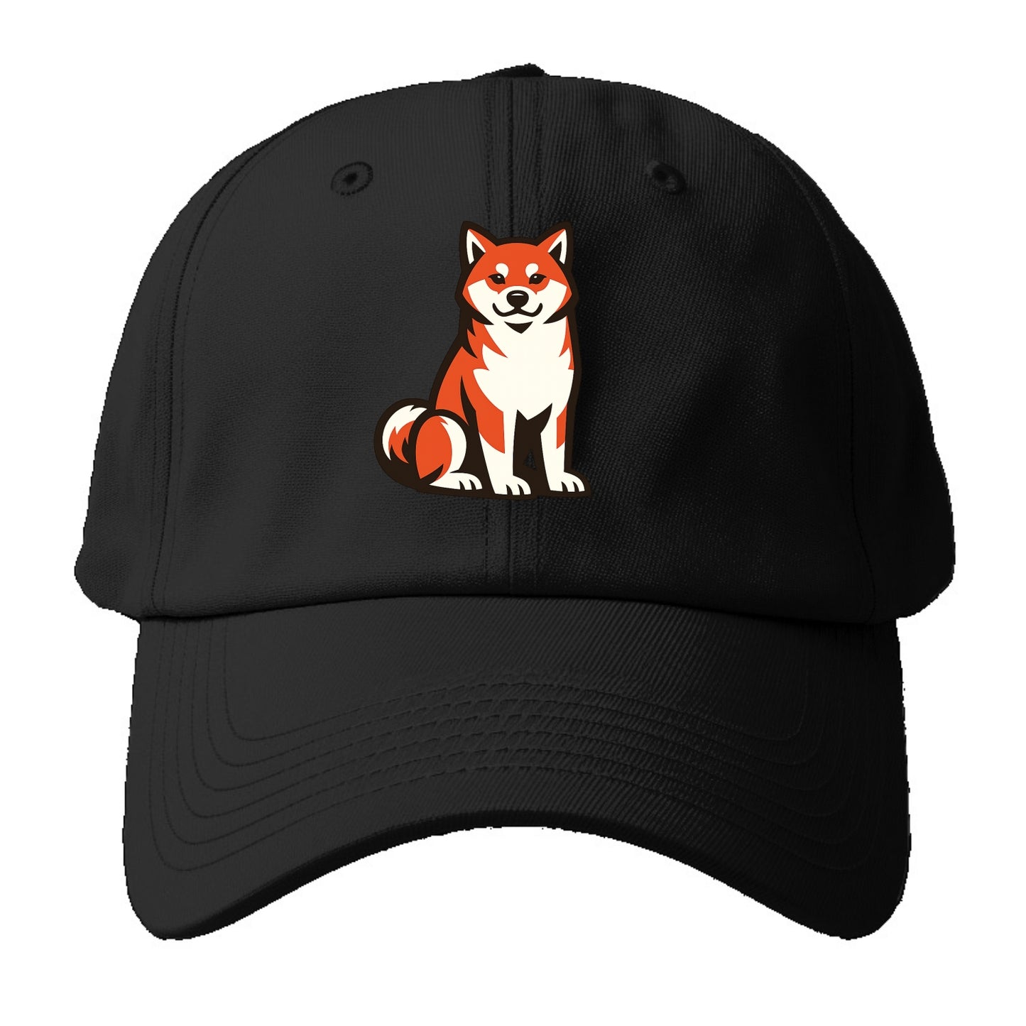 Sitting Shiba Inu Emblem - Baseball Cap For Big Heads - Black