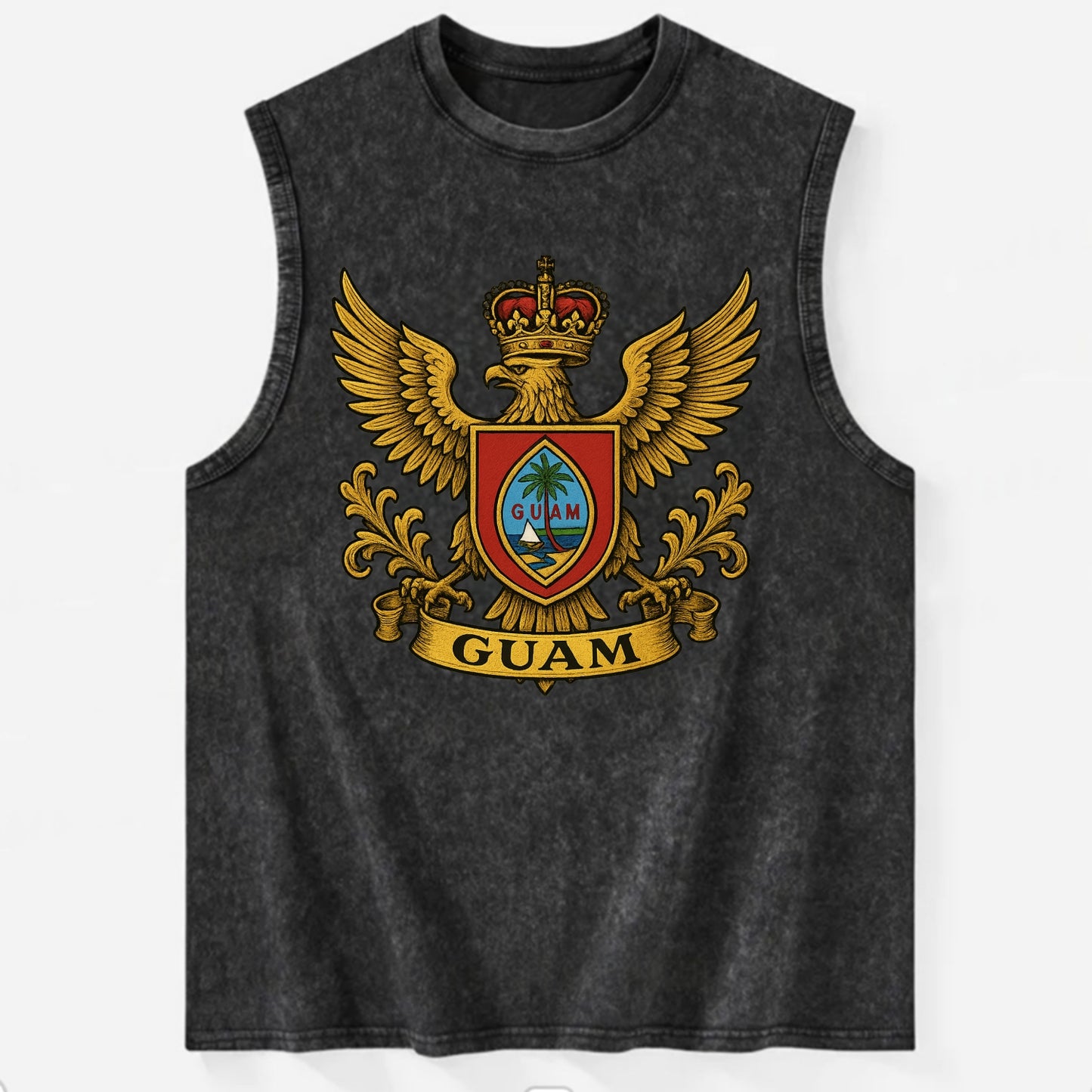 Guam Heritage Badge  - Vintage Washed Tank - Black