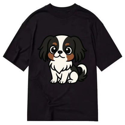 Japanese Chin - Black and white sitting pose - Classic T-shirt - Black