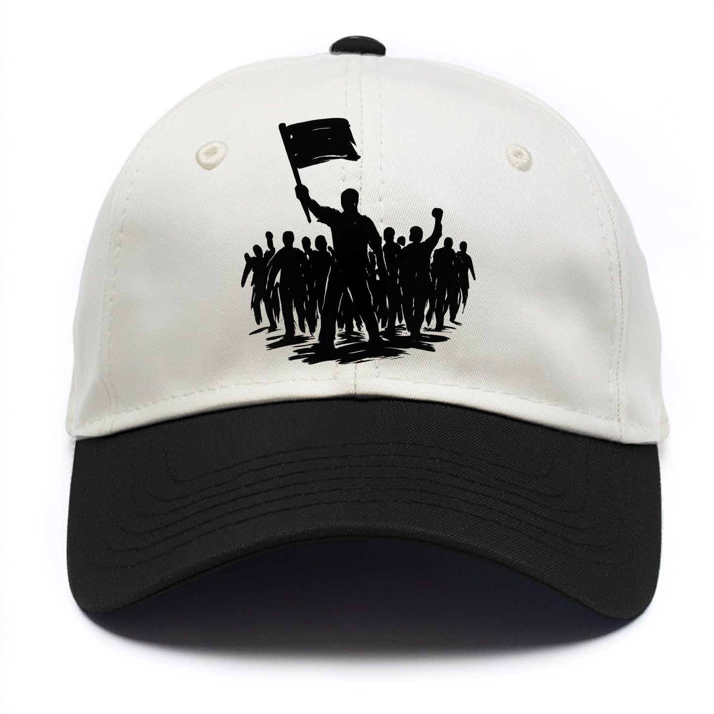 Crowd of protesters marching - solidarity movement ink painting - Two Tone Cap - Black