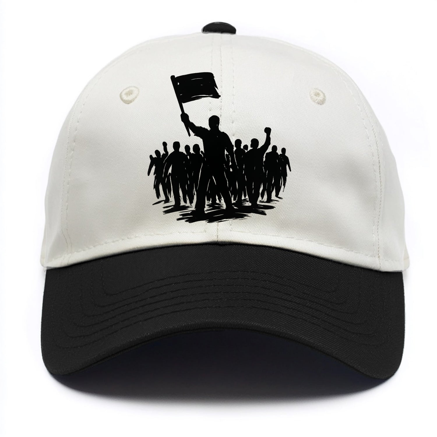 Crowd of protesters marching - solidarity movement ink painting - Two Tone Cap - Black