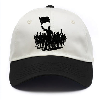 Crowd of protesters marching - solidarity movement ink painting - Two Tone Cap - Black