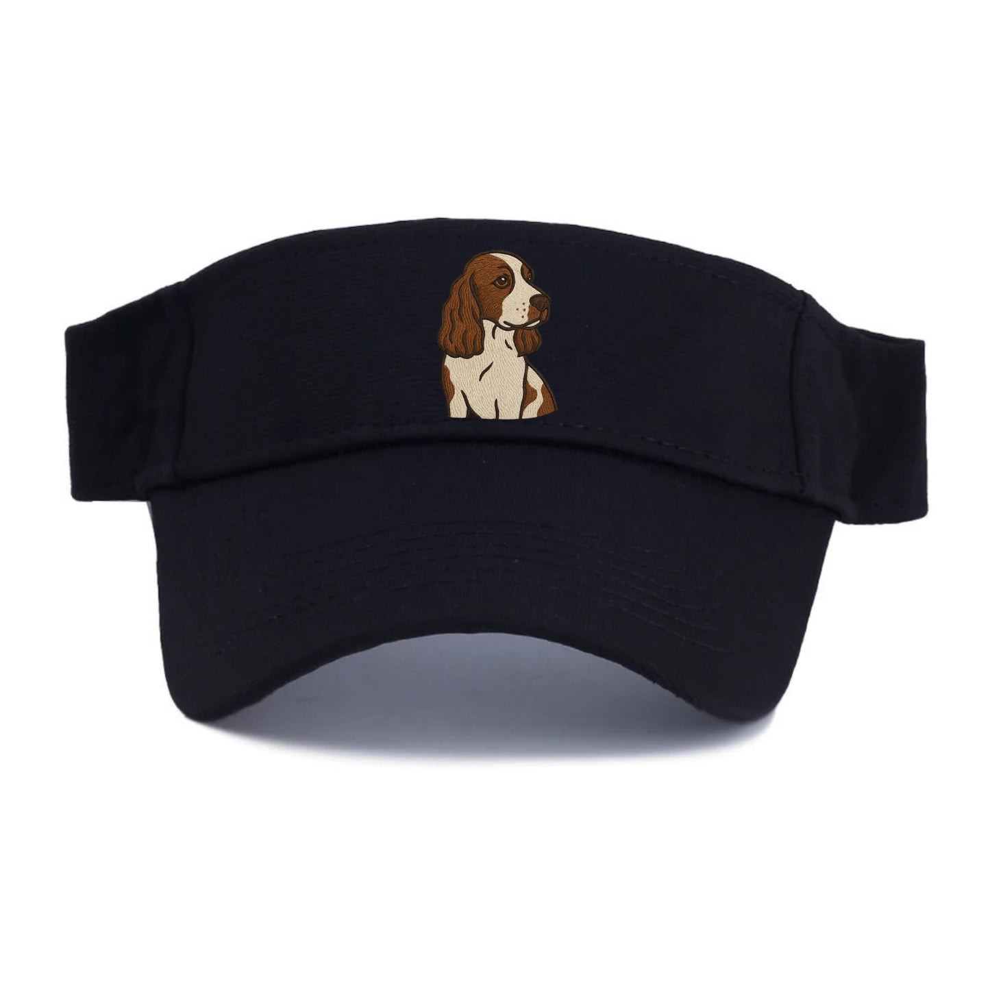 English Cocker Spaniel - Liver and white embroidered design - Visor - Black
