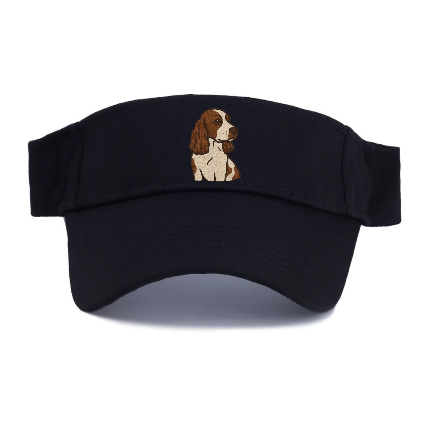 English Cocker Spaniel - Liver and white embroidered design - Visor - Black