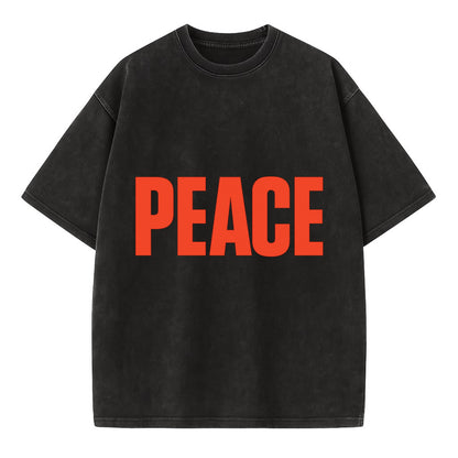 Bold typography design - "PEACE" - inner calm, tranquility, serenity - Vintage T-shirt - Black