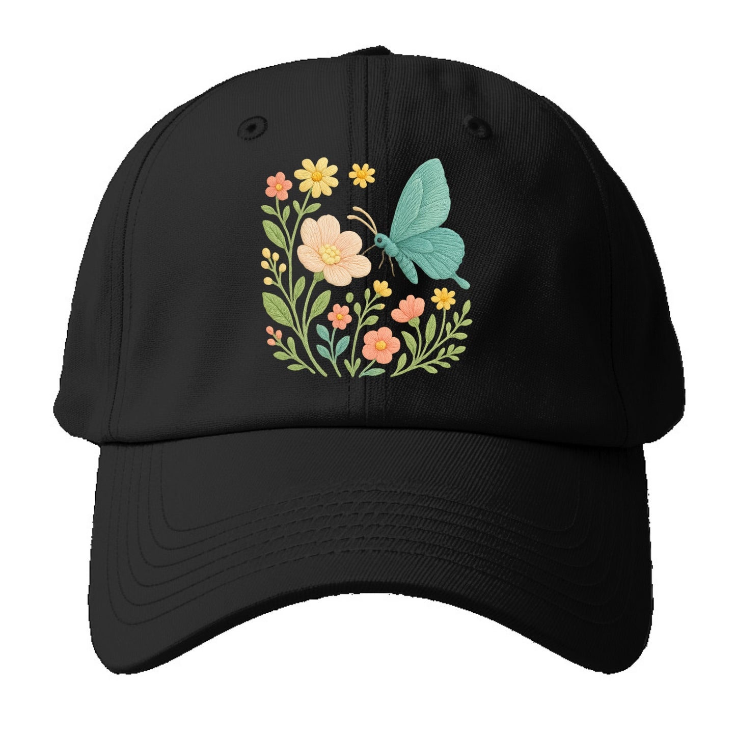 Mint Night Butterfly - Baseball Cap - Black