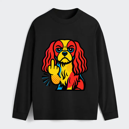Cavalier King Charles Spaniel with long ears, regal paw giving finger - Classic Long Sleeve Shirt - Black