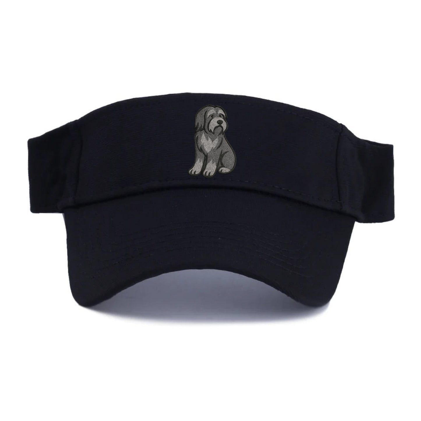 Bearded Collie - Gray shaggy coat embroidered pose - Visor - Black