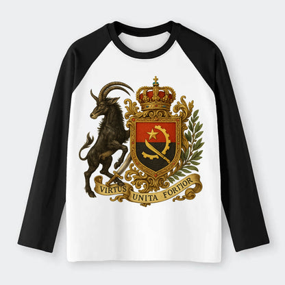 Angola Giant Sable Emblem - Raglan Long Sleeve T-Shirt - Black