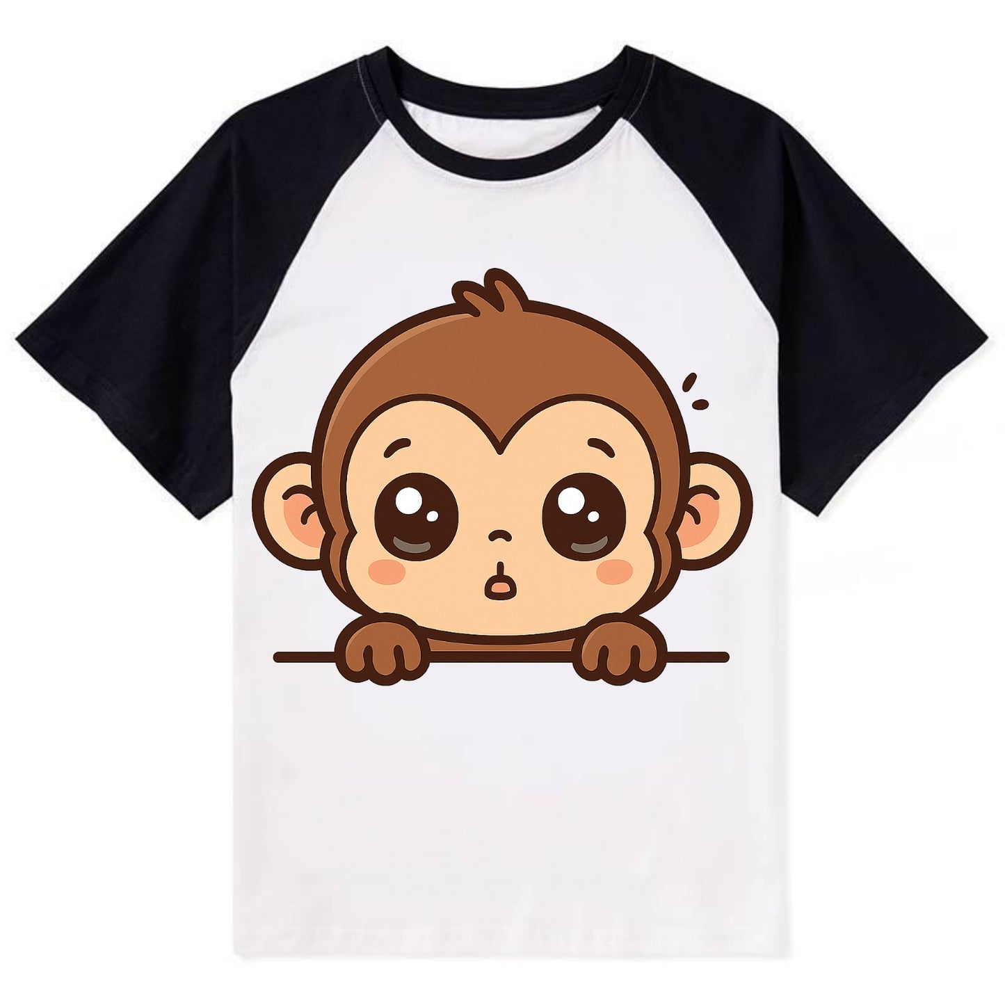 Baby Monkey  - Contrast Raglan T-shirt - Black