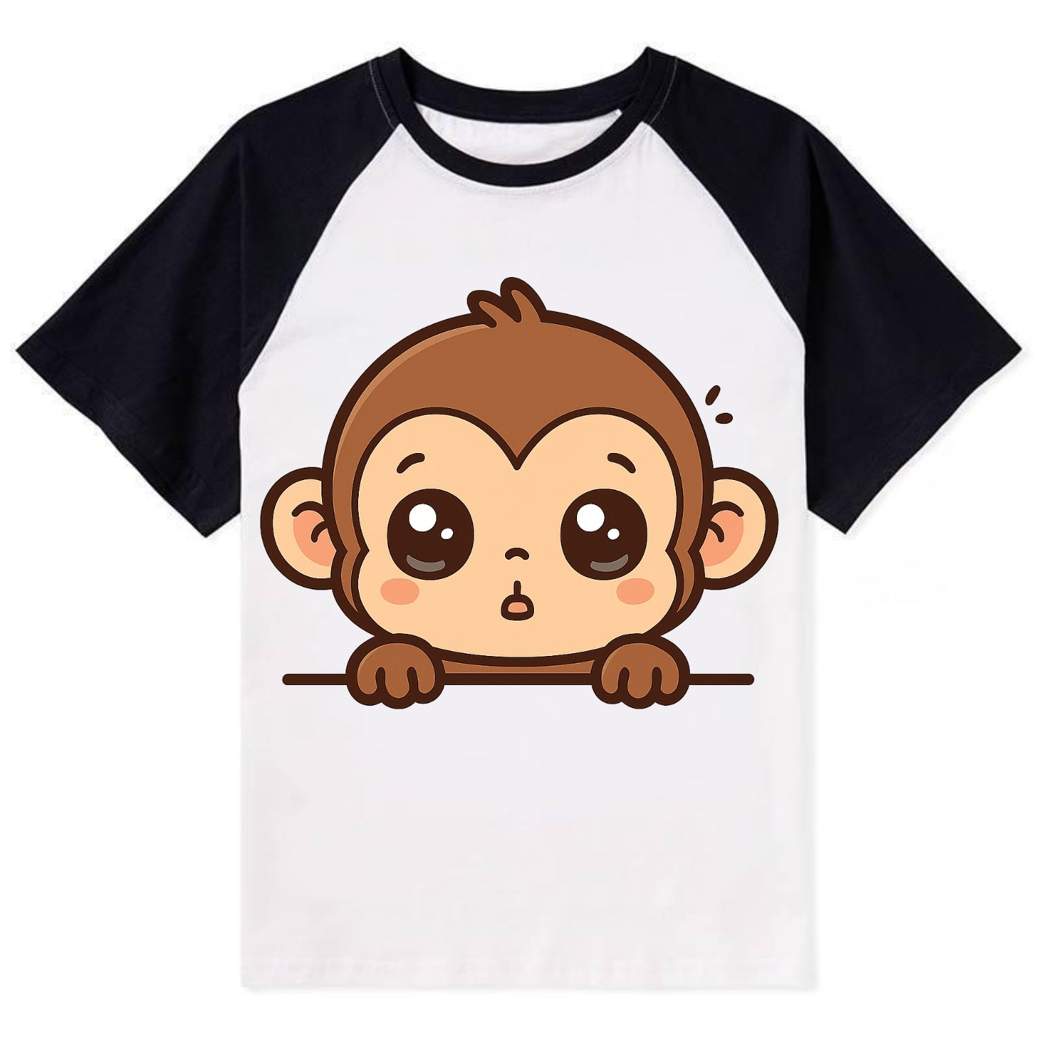 Baby Monkey  - Contrast Raglan T-shirt - Black