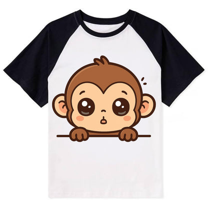Baby Monkey  - Contrast Raglan T-shirt - Black