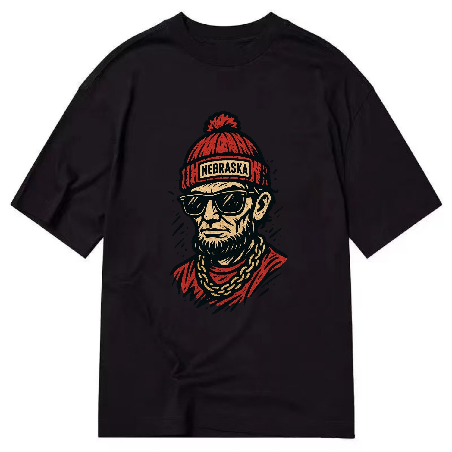 Lincoln Cornhusker wearing Nebraska bean - Classic T-shirt - Black