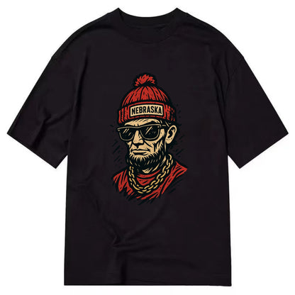 Lincoln Cornhusker wearing Nebraska bean - Classic T-shirt - Black
