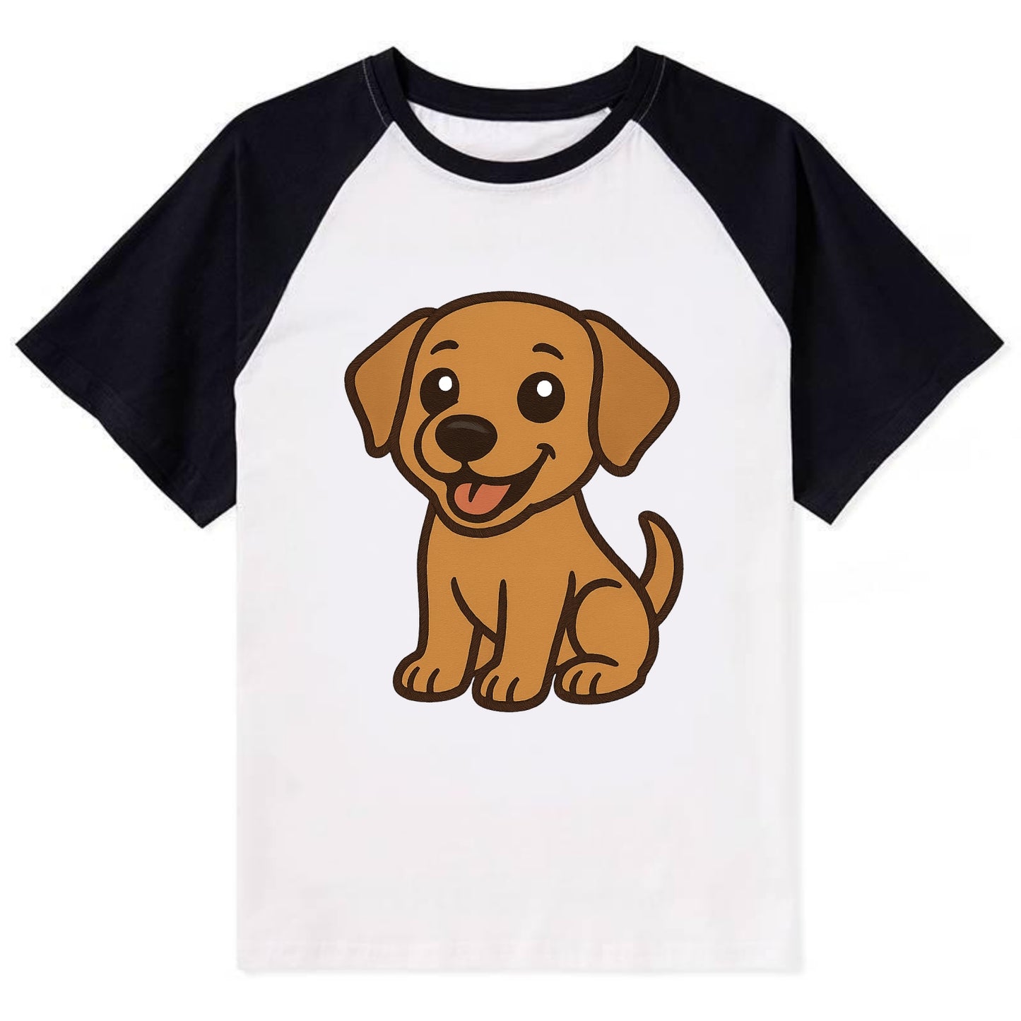 Labrador - Happy panting expression - Contrast Raglan T-shirt - Black
