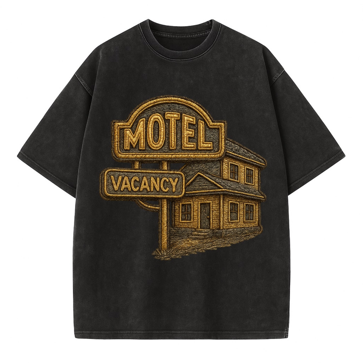 Motel Sign  - Vintage T-shirt - Black