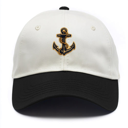 ANCHOR ROPE - classic anchor with rope in navy and gold , sailor - Two Tone Cap