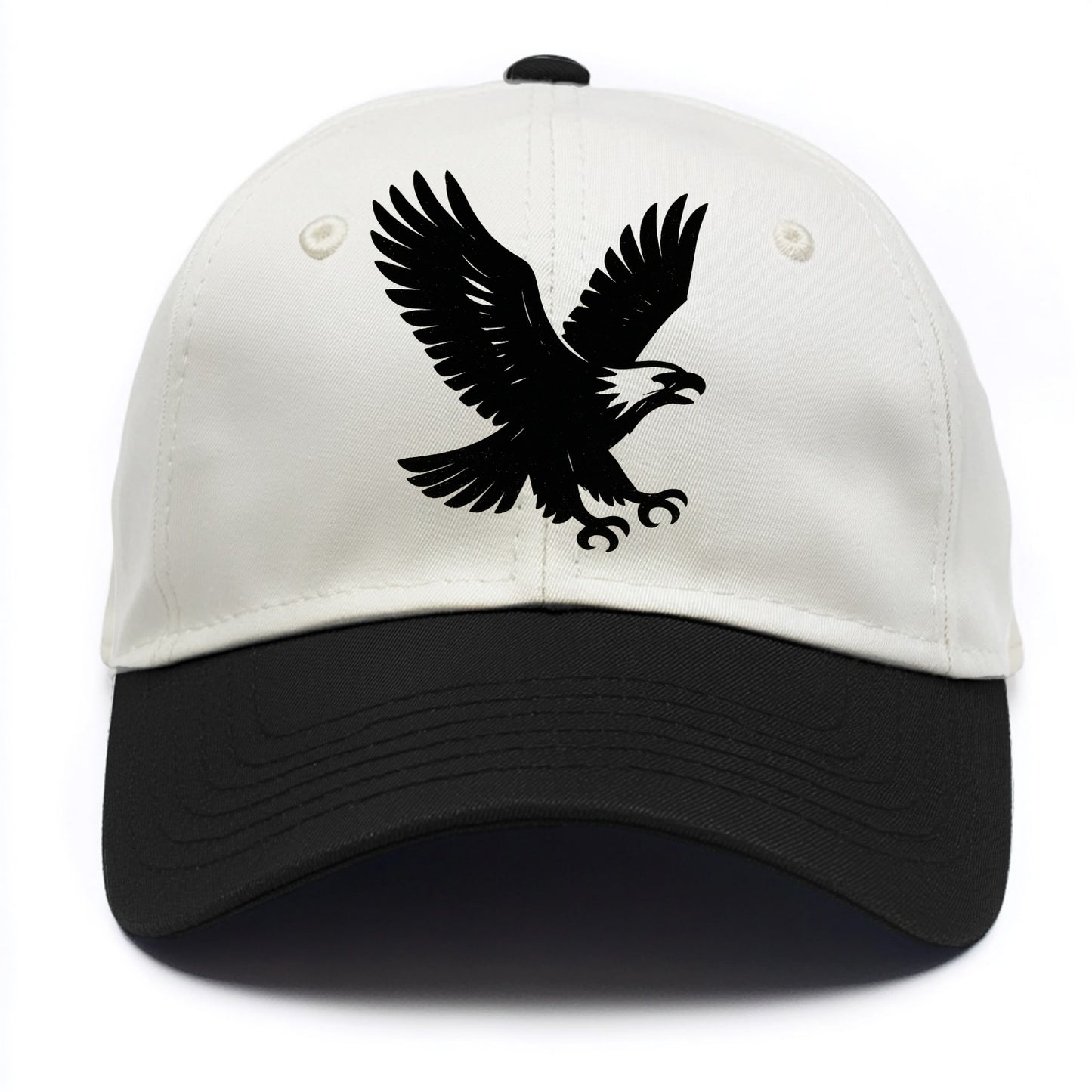 Eagle in flight - liberty and independence ink brushstrokes - Two Tone Cap - Black