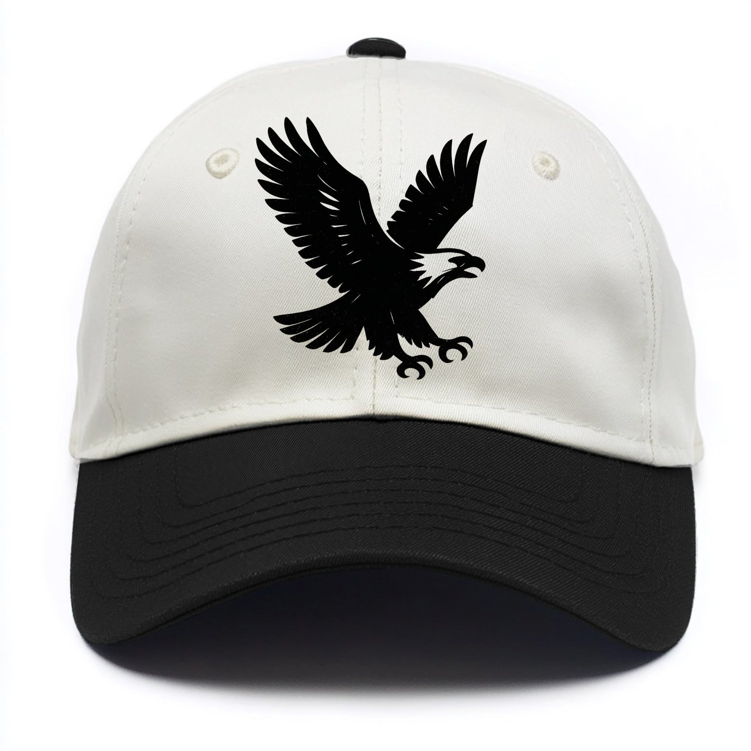 Eagle in flight - liberty and independence ink brushstrokes - Two Tone Cap - Black