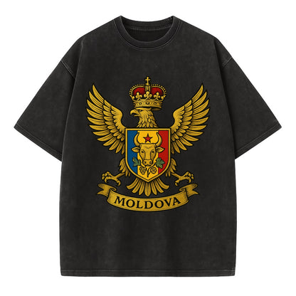 Moldova Heritage Badge  - Vintage T-shirt - Black