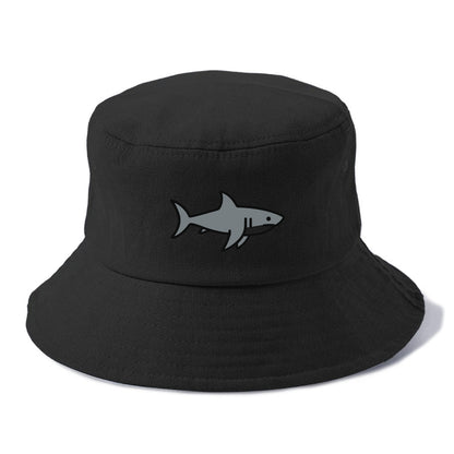 Great White Shark - Gray predator flat side profile - Bucket Hat - Black