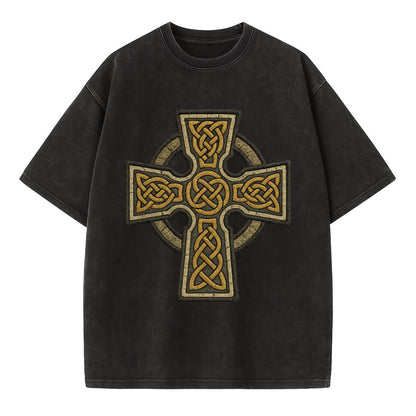 Celtic Cross  - Vintage T-shirt - Black