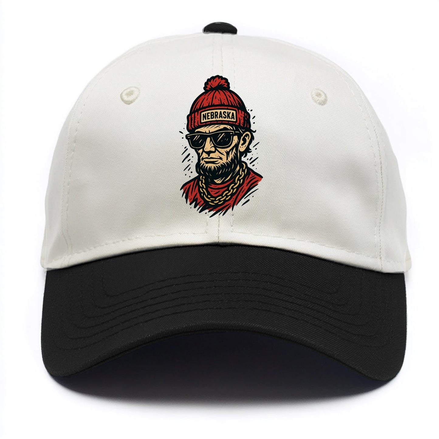Lincoln Cornhusker wearing Nebraska bean - Two Tone Cap - Black
