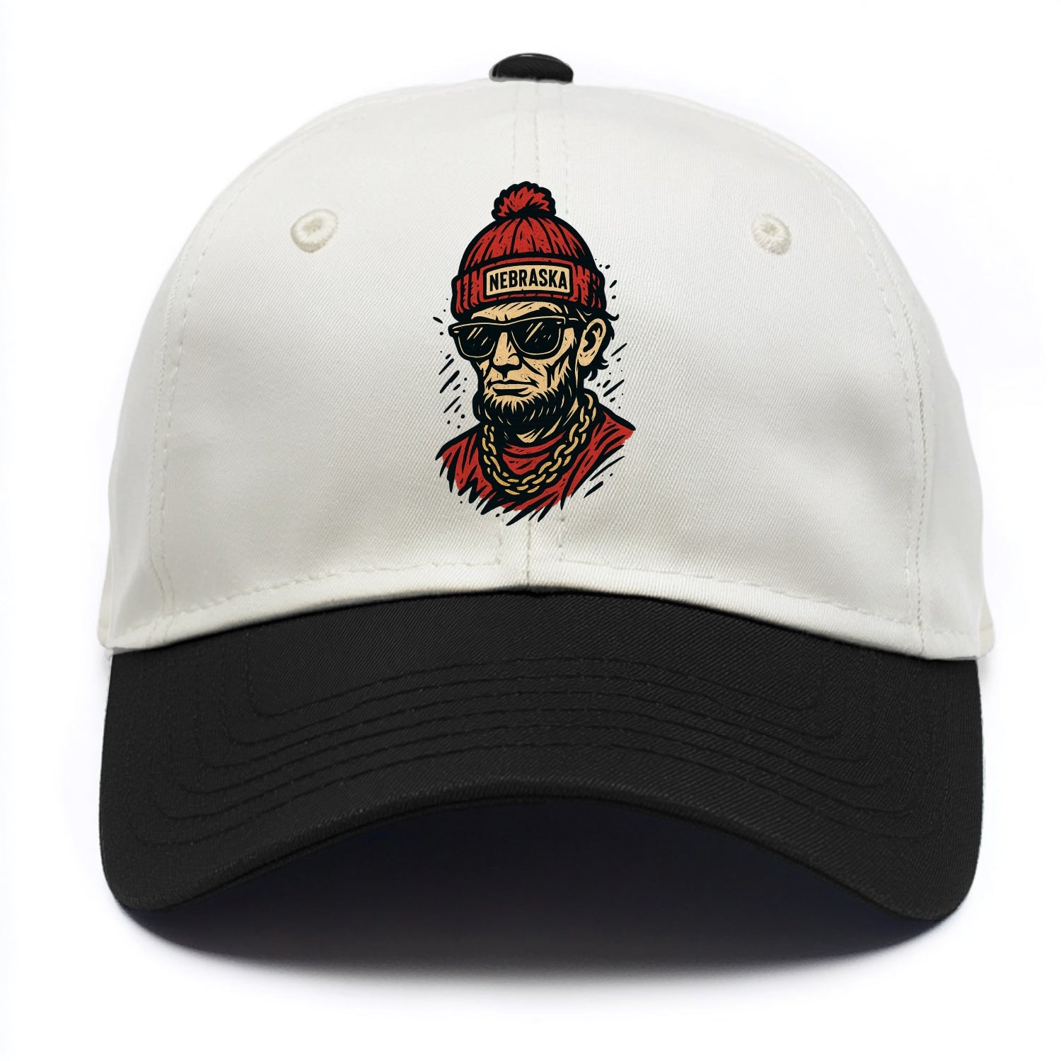 Lincoln Cornhusker wearing Nebraska bean - Two Tone Cap - Black