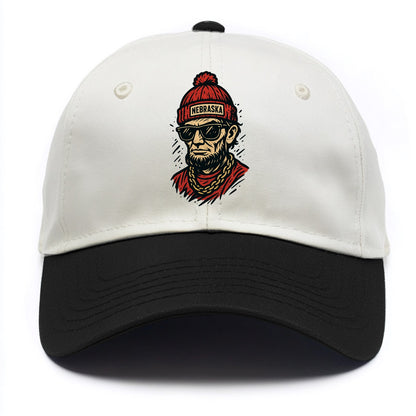 Lincoln Cornhusker wearing Nebraska bean - Two Tone Cap - Black