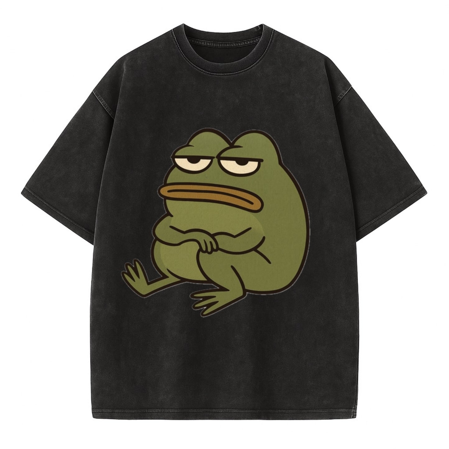 The Frog Judges Silently - Vintage T-shirt - Black