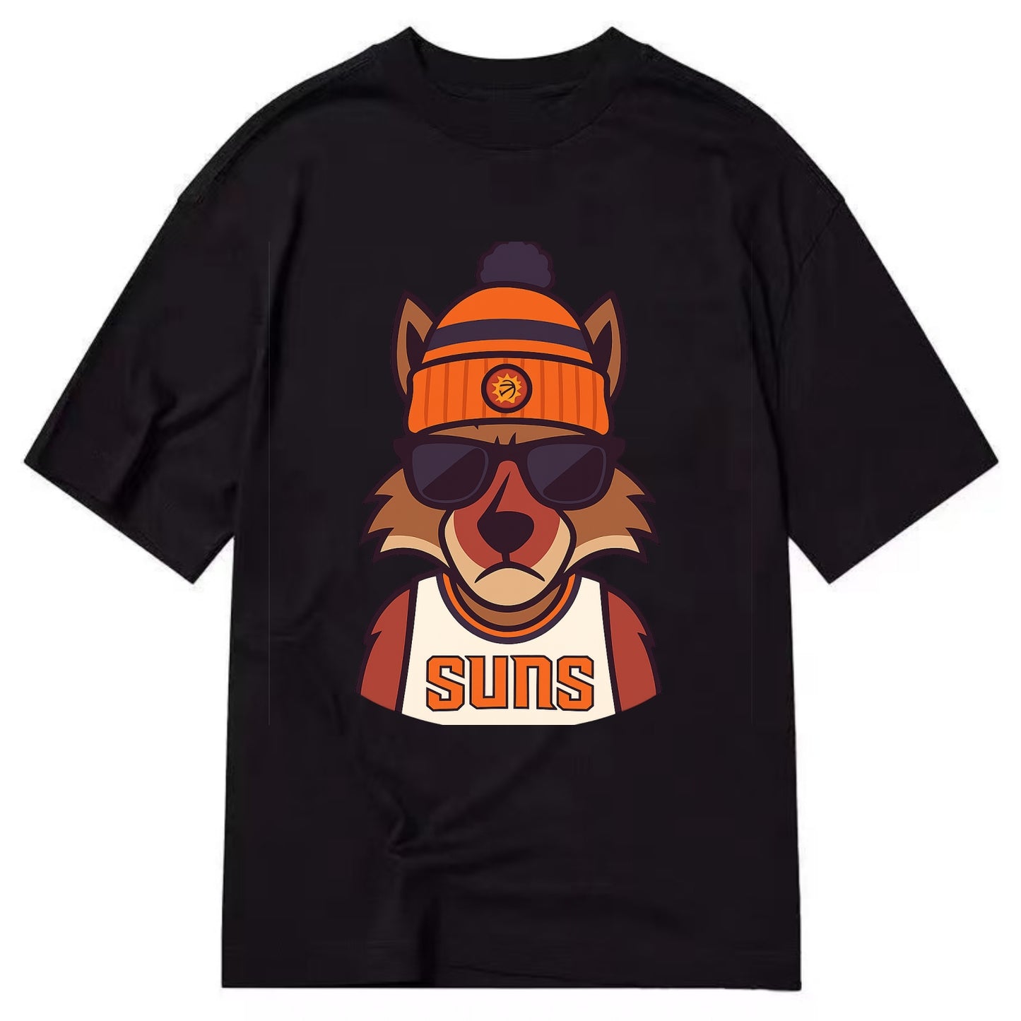 Arizona Coyote wearing Suns beanie with desert sun patch and wayfarer sunglasses - Classic T-shirt - Black