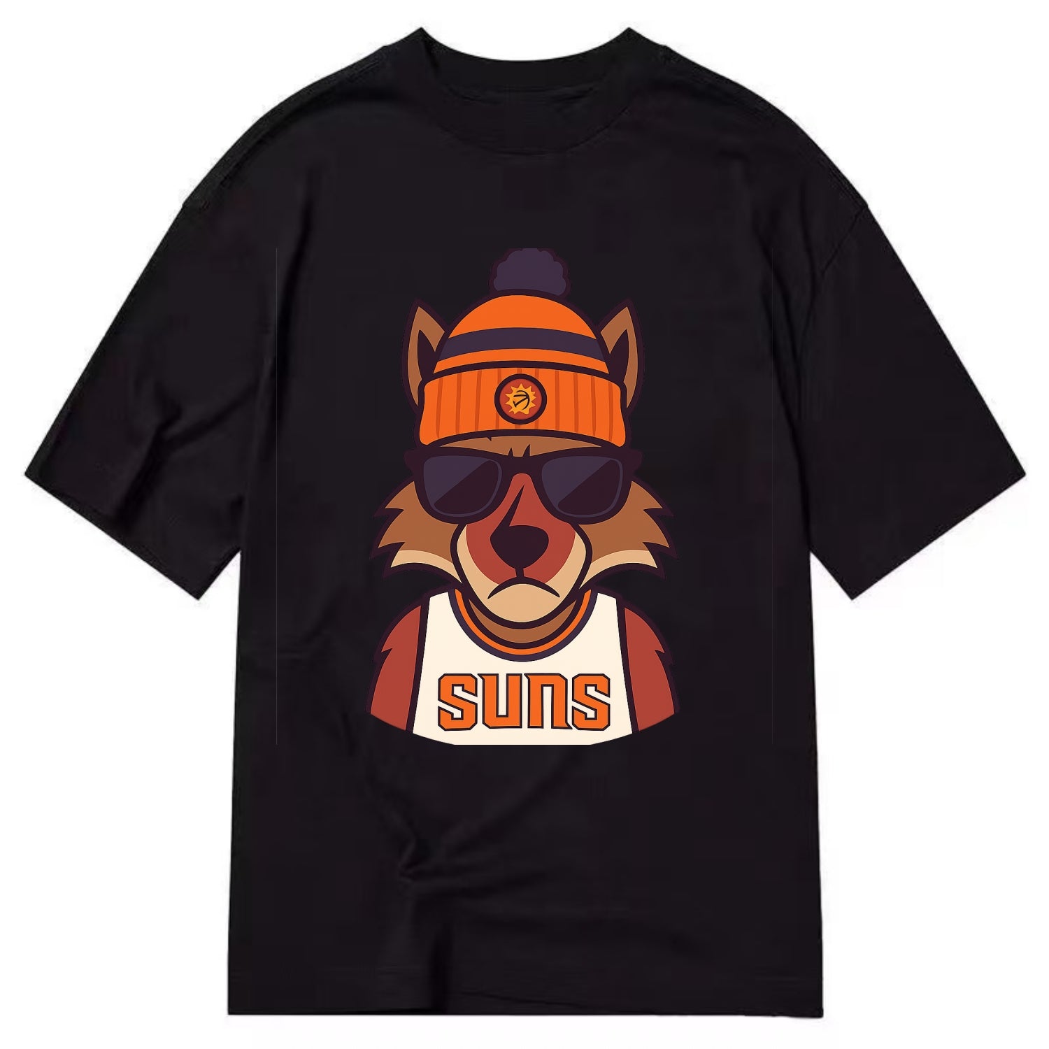 Arizona Coyote wearing Suns beanie with desert sun patch and wayfarer sunglasses - Classic T-shirt - Black