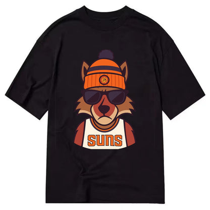 Arizona Coyote wearing Suns beanie with desert sun patch and wayfarer sunglasses - Classic T-shirt - Black