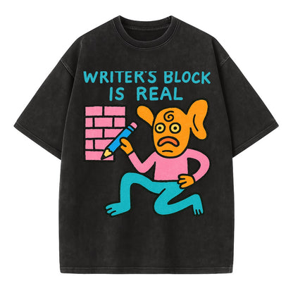 WRITERS BLOCK IS REAL | Brick wall with pencil - Vintage T-shirt - Black